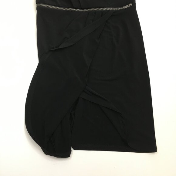 BCBGENERATION Black Zipper Bust Ruching Tulip Overlay Hem Top - Picture 7 of 13